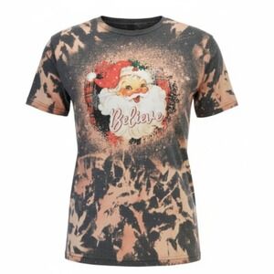 Bleached Santa Believe Christmas Bleached T Shirt Gildan Softstyle Graphic Tee M